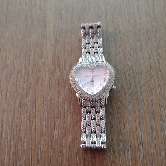 Betsey Johnson heart watch with rhinestones